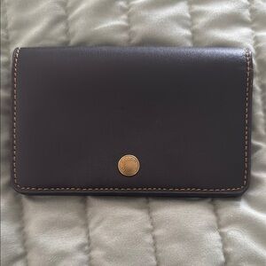 Coach Black Leather Wallet with Gold Accent